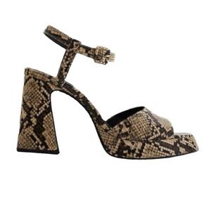 Zara Snakeskin Patterned Block Heel Sandals
